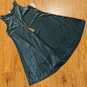Old Navy Swing Christmas Dress Velor Velvet like Sleeveless sz XS NWT Green